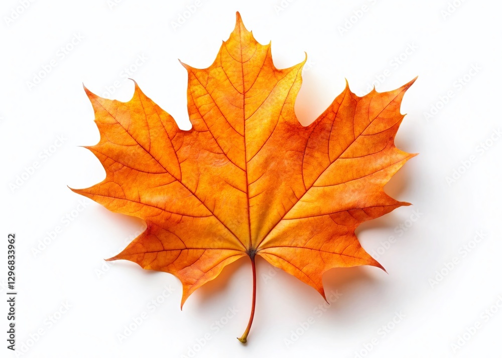 Single Orange Maple Leaf Isolated on White Background - Autumn Stock Photo Single Orange Maple Leaf Isolated on White Background - Autumn Stock Photo