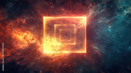 A luminous geometric square within an interstellar cosmic background