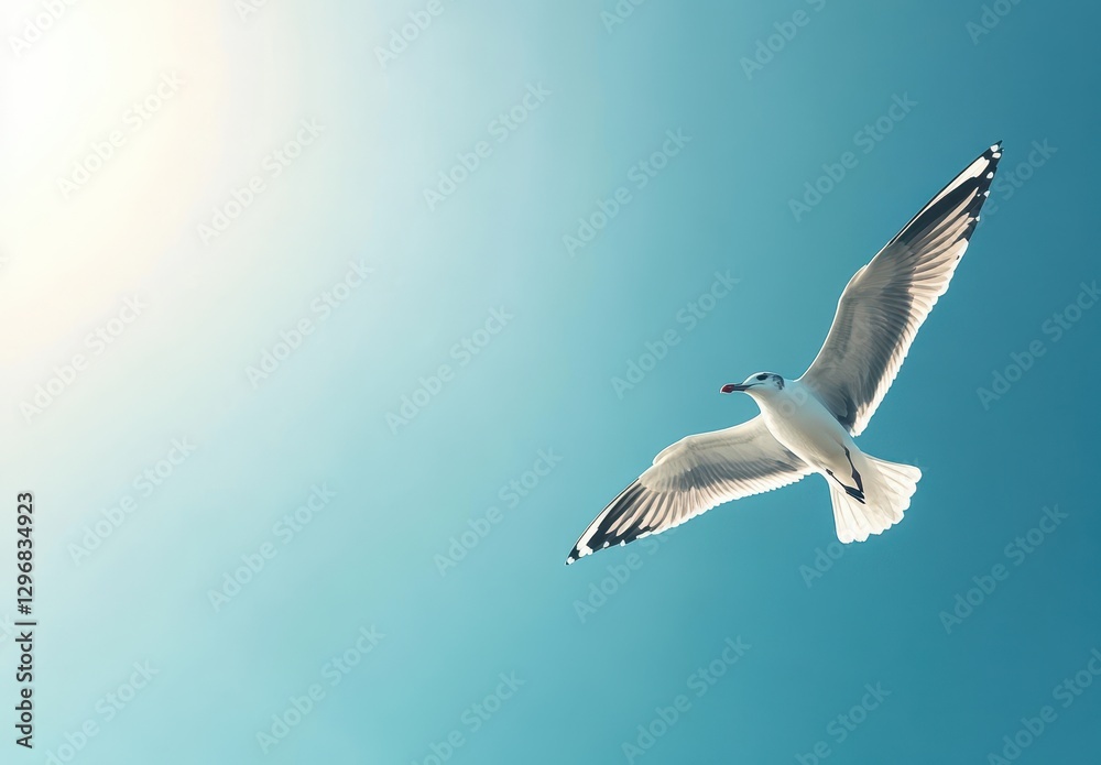 Majestic Bird in Flight Against a Bright Sky with Subtle Light Gradients for Nature Lovers and Wildlife Enthusiasts in Stock Photography