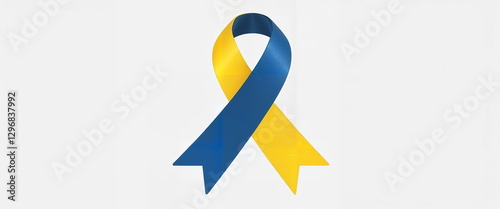 Free Download Blue and Yellow Awareness Ribbon on White Background - GFXLoad