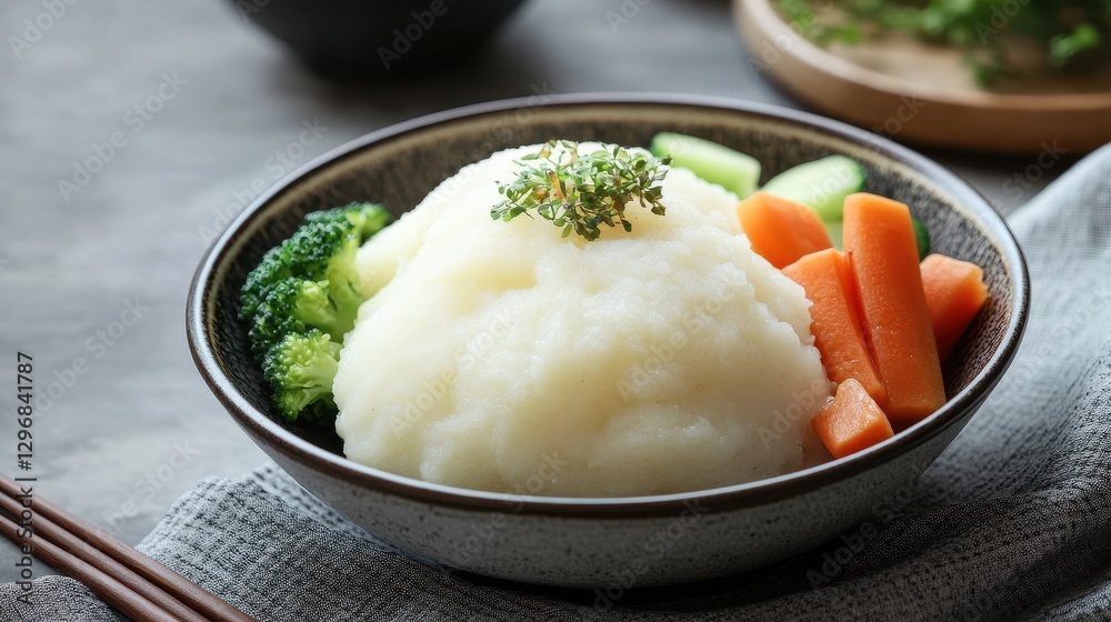 Delicious Mashed Potatoes with Steamed Vegetables Delicious Mashed Potatoes with Steamed Vegetables