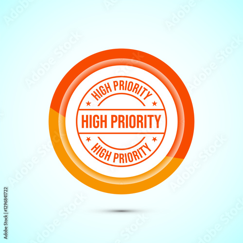 High priority icon design illustration. High priority label badge sign symbol, Orange color button design