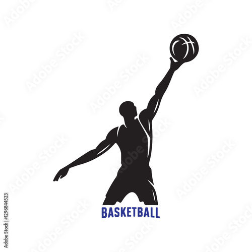 Black basketball player silhouette vector in action sport