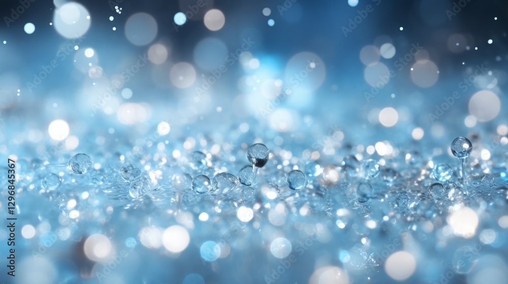 Macro Photography of Water Droplets on a Surface with a Dreamy Blue Bokeh Effect, Capturing the Beauty of Nature in Detail Macro Photography of Water Droplets on a Surface with a Dreamy Blue Bokeh Effect, Capturing the Beauty of Nature in Detail