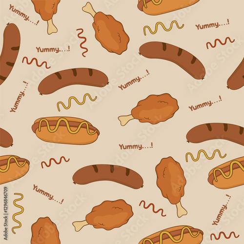 Fast Food Seamless Pattern 