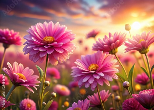 Stunning 3D Pink Flower Background, High-Resolution Wallpaper Illustration