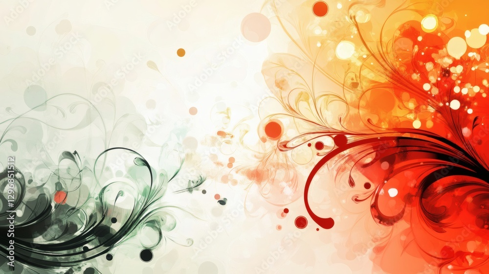 An abstract floral design with swirling shapes and bright colors An abstract floral design with swirling shapes and bright colors