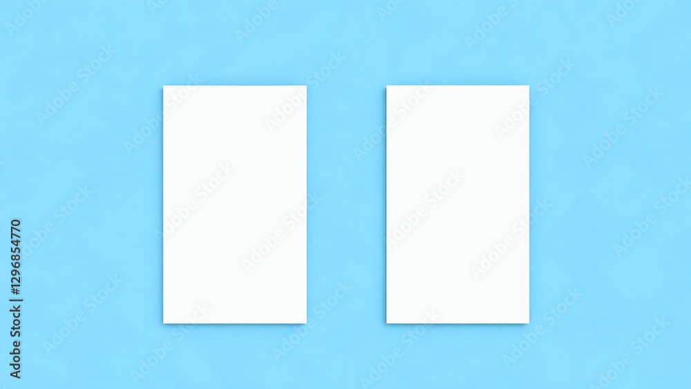 Modern business visiting card mock up template with front and back identity, stationery, label, branding, advertising, empty, mockup, for presentation on isolated sky-blue colour background