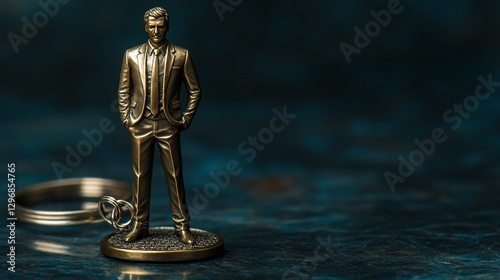 keychain with a golden businessman, success, wealth,