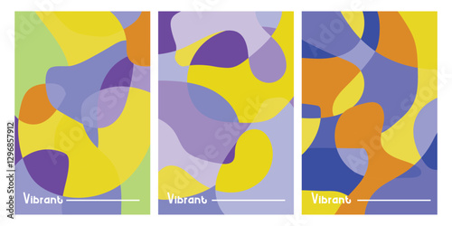 Abstract Background Creative concept of summer bright and juicy cards set. Modern abstract art design with liquid shapes Summer Color Vibrant