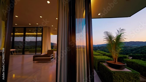 Modern House Terrace with Scenic Sunset View