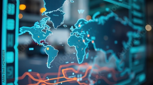 Global Connectivity: A world map overlaid with data streams, visualizing networks and information flow.