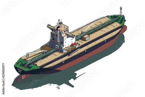 isometric cargo ship isolated