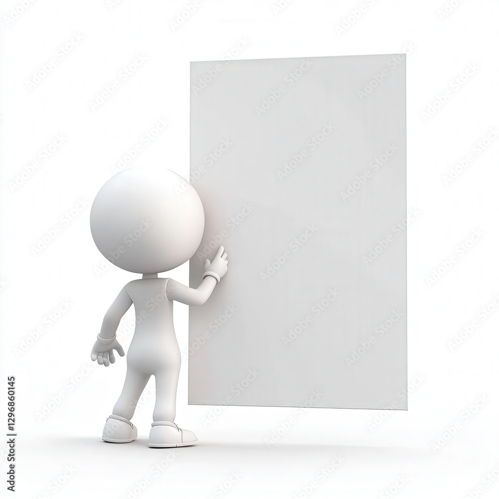 A threedimensional man is holding a large roll of paper tightly A threedimensional man is holding a large roll of paper tightly