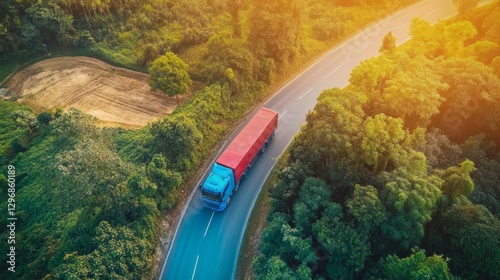 Heavy truck navigating a winding road amidst dramatic mountain scenery, showcasing resilience in challenging terrain.
