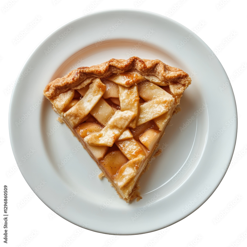 Slice of Freshly Baked Apple Pie on a Clean White Plate Slice of Freshly Baked Apple Pie on a Clean White Plate