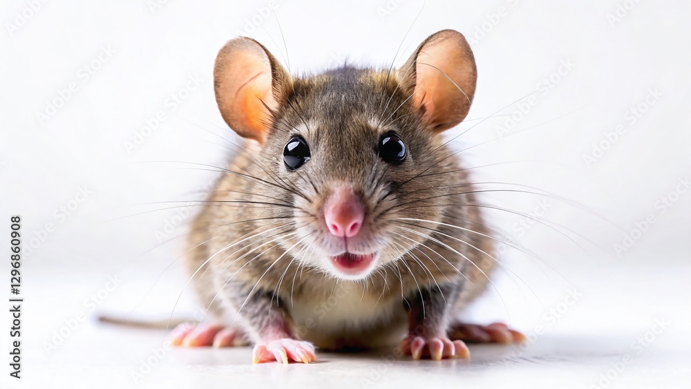 Surprised Rat on White Background - Candid Stock Photo Surprised Rat on White Background - Candid Stock Photo