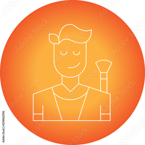 Makeup Artist Male single vector icon illustration