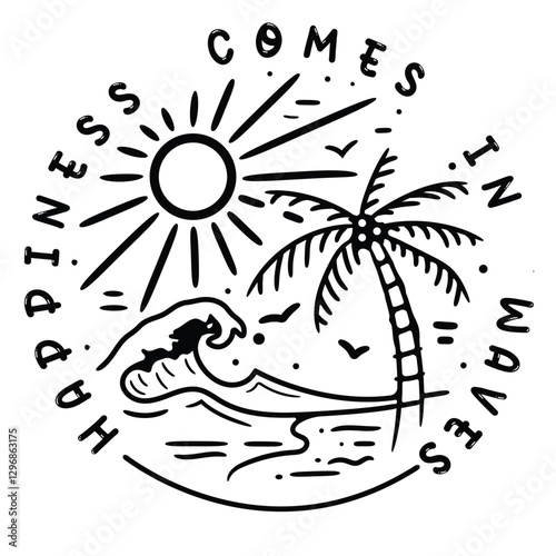 Happiness comes in waves SVG Typography design
