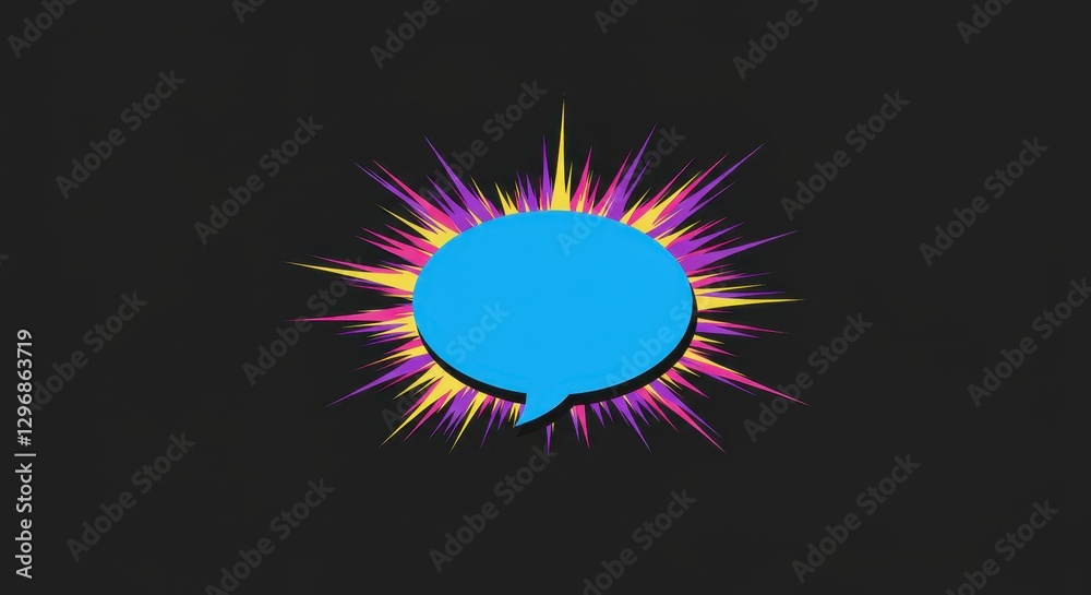 Vibrant Speech Bubble with Exploding Starburst Design