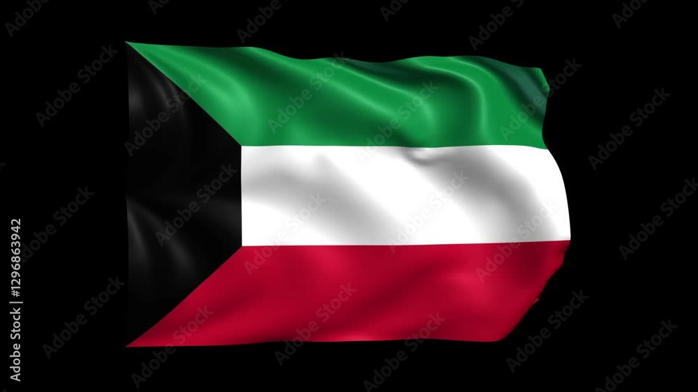 Kuwait Flag Waving on transparent background Kuwait Flag Waving on transparent background