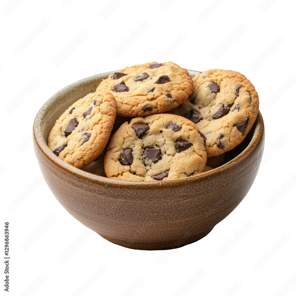 Freshly Baked Chocolate Chip Cookies in a Small Ceramic Bowl Freshly Baked Chocolate Chip Cookies in a Small Ceramic Bowl