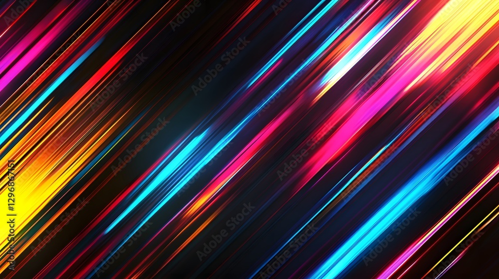 Abstract composition of vibrant diagonal streaks of colorful light