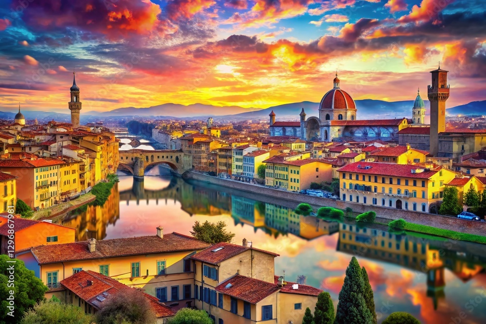 Fototapeta premium Surreal Florence Collage: Dreamlike Italian Cityscape