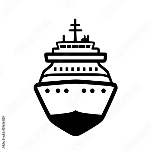 Cruise Ship Front View Depicting Travel, Tourism, and Luxury Maritime Transportation