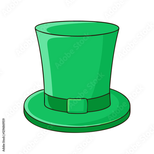 Green top hat with buckle decoration, A vibrant green top hat with a decorative buckle, commonly associated with St. Patrick's Day or festive celebrations.
