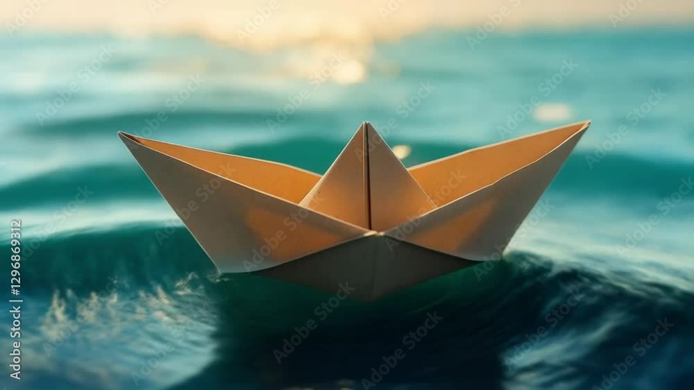 The paper boat floated gently on the water, carrying dreams and adventures of childhood memories. The paper boat floated gently on the water, carrying dreams and adventures of childhood memories.