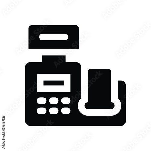 cash register glyph icon. Strong and solid vector icon for websites, mobile interfaces, presentations, and visual branding. High quality and easy to edit.