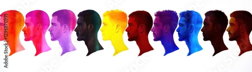 Rainbow profile portraits, diversity concept, background use