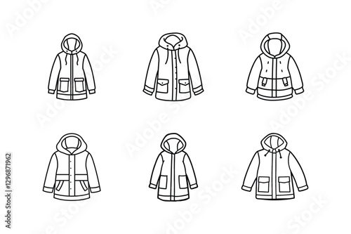 parka sketch icon line art vector illustration