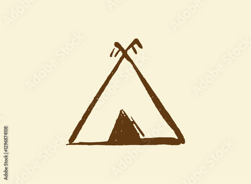 Illustration of an Vintage Handdrawn Camping Tent