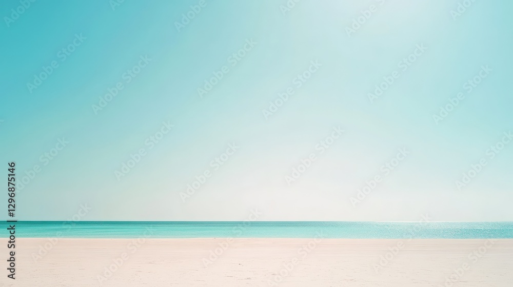 Obraz premium An empty beach with clear water and vibrant turquoise sky