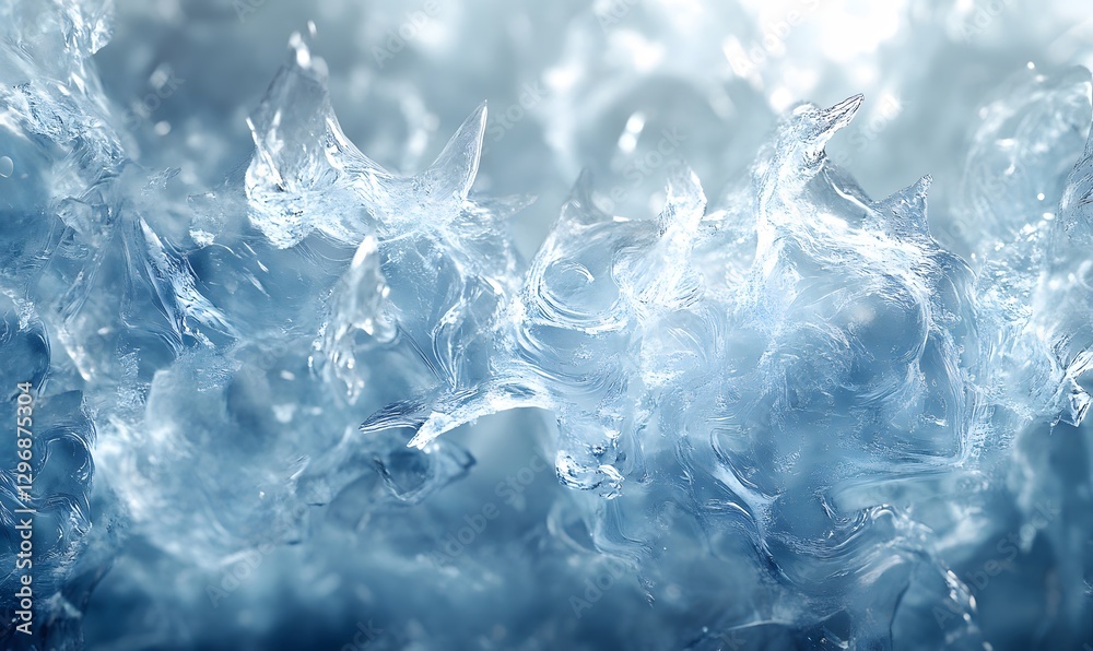 Abstract Ice Formations with Light Sparkling and Transparent Effects Abstract Ice Formations with Light Sparkling and Transparent Effects