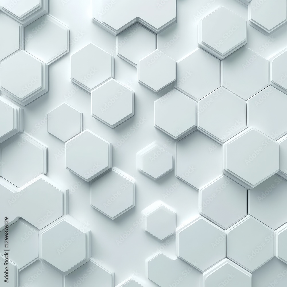 Closeup of a textured white hexagon pattern on a white background Closeup of a textured white hexagon pattern on a white background