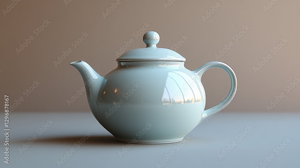 Elegant Light Blue Porcelain Teapot Ceramic Kettle Shiny Glaze Home Kitchenware Elegant Light Blue Porcelain Teapot Ceramic Kettle Shiny Glaze Home Kitchenware