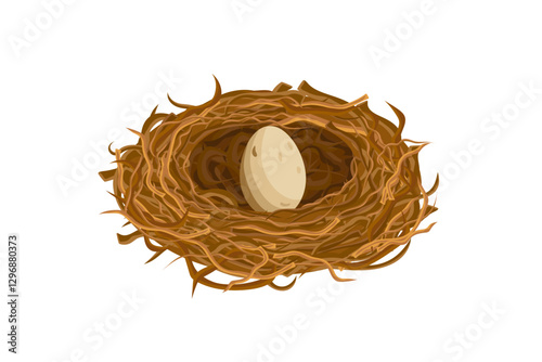 An egg resting in a bird's nest signifies new beginnings in nature with a calming sense of peace.