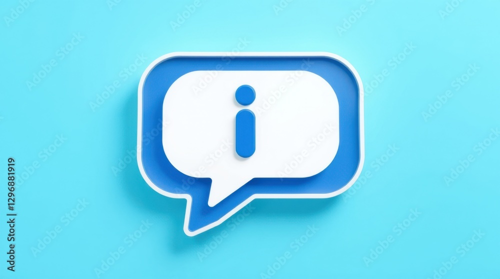Information bubble icon on blue background. Message and communication assistance concept. Frequently asked questions. Information bubble icon on blue background. Message and communication assistance concept. Frequently asked questions.