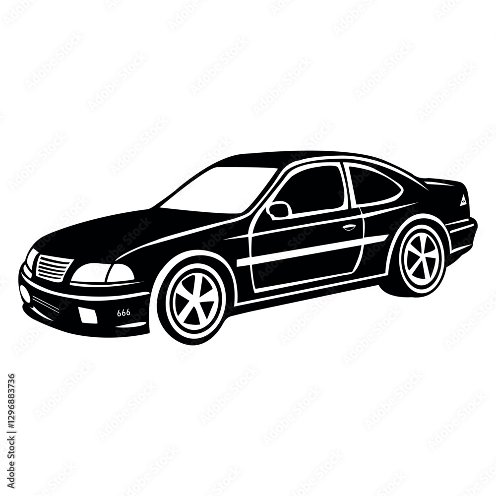 Fototapeta premium A classy Private Car black silhouette with white background vector