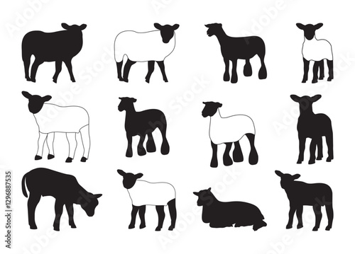 Show Lamb #2 vector, Show Lamb clipart, Show Lamb silhouette.