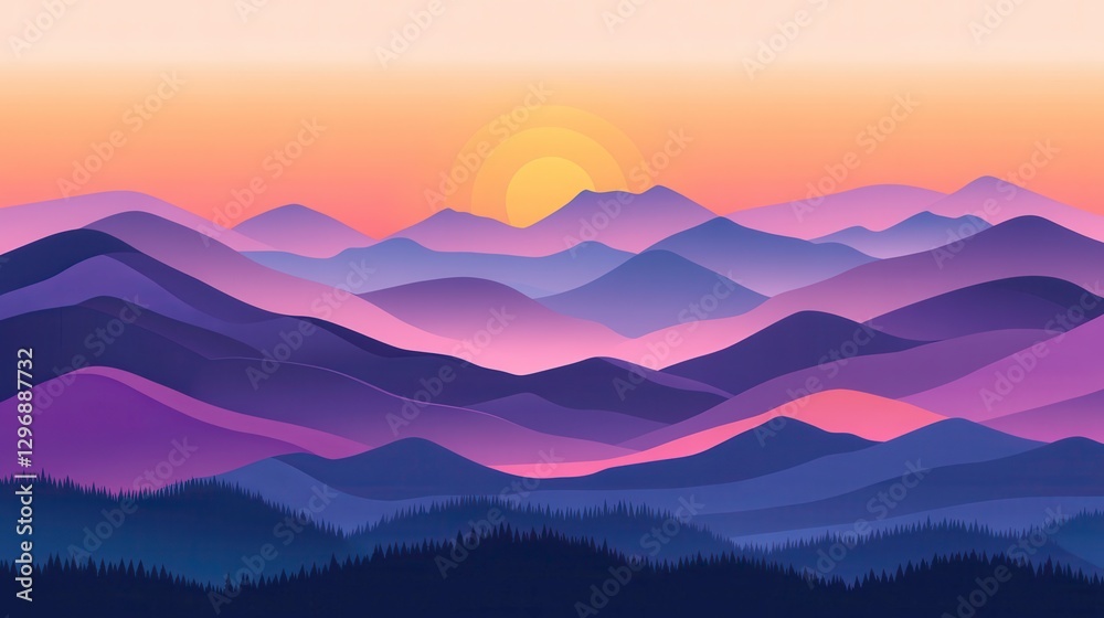 Fototapeta premium Soft Morning Light Over Vibrant Mountain Peaks
