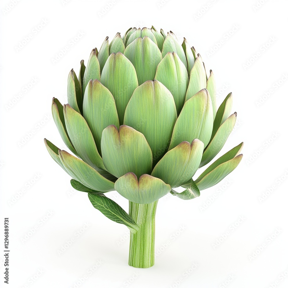 Vibrant green artichoke closeup in minimalist 8K resolution Vibrant green artichoke closeup in minimalist 8K resolution