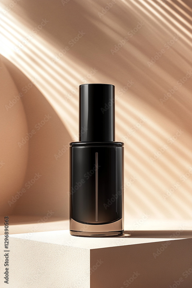 Design a cosmetics essence advertisement for me, bottle with black glass, design concept, anti-aging, moisturizing, highlighting the sense of technology Design a cosmetics essence advertisement for me, bottle with black glass, design concept, anti-aging, moisturizing, highlighting the sense of technology