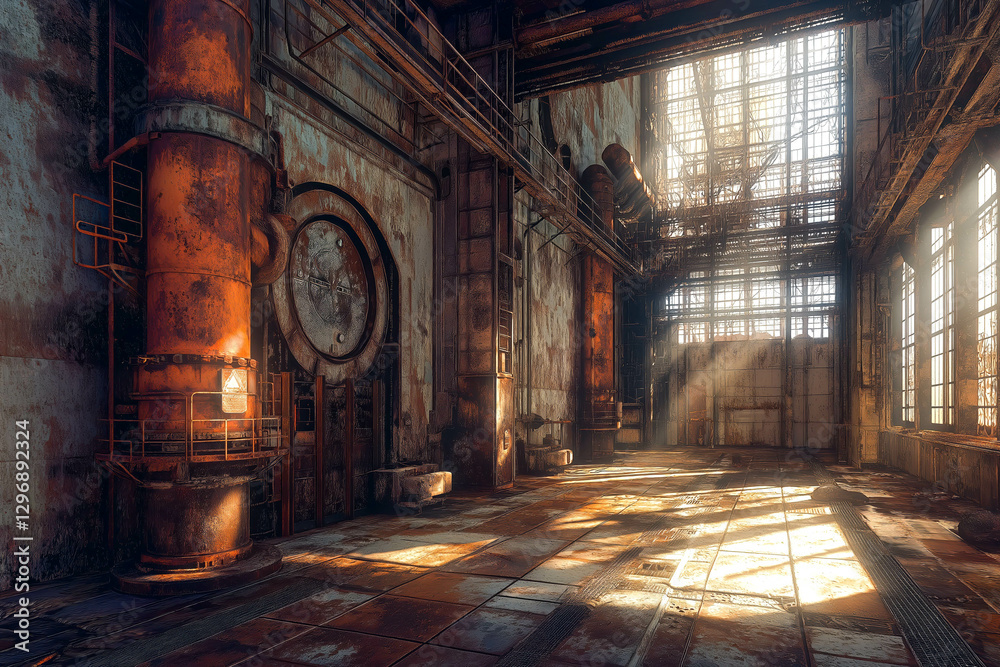 Fototapeta premium industry metallurgical plant interior, old and rusty.