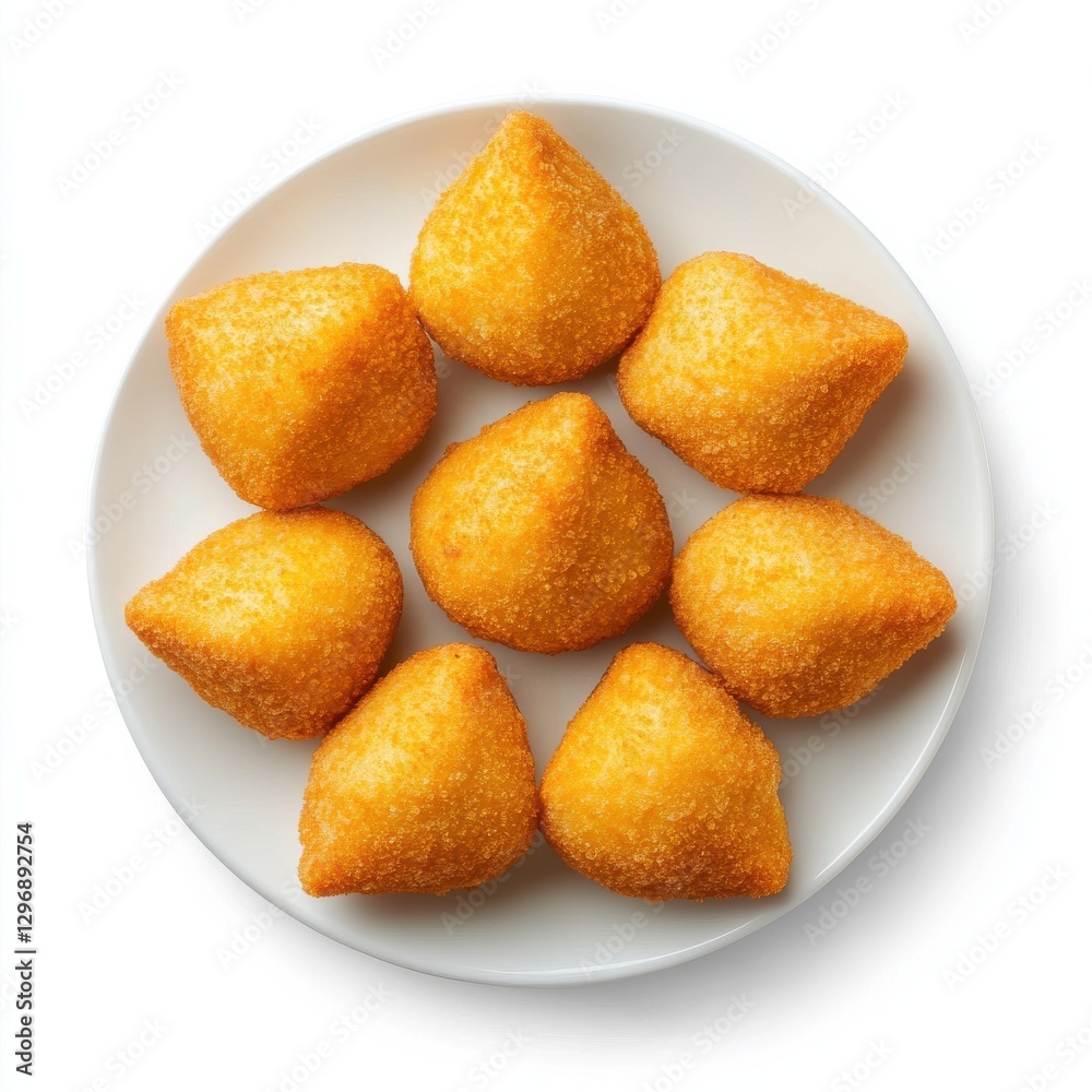 Coxinha on white plate in Brazilian style 8K resolution Coxinha on white plate in Brazilian style 8K resolution