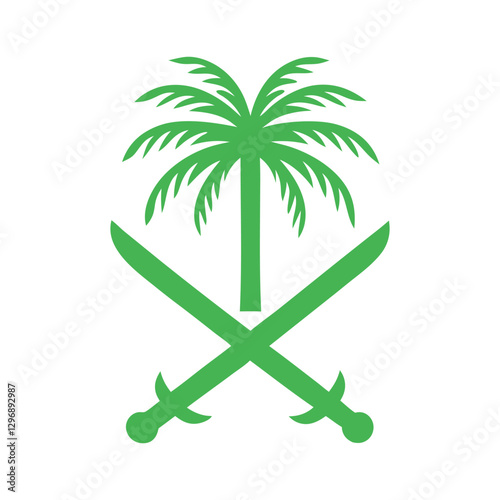 Minimalist Heritage Symbol with Palm and Swords. photo