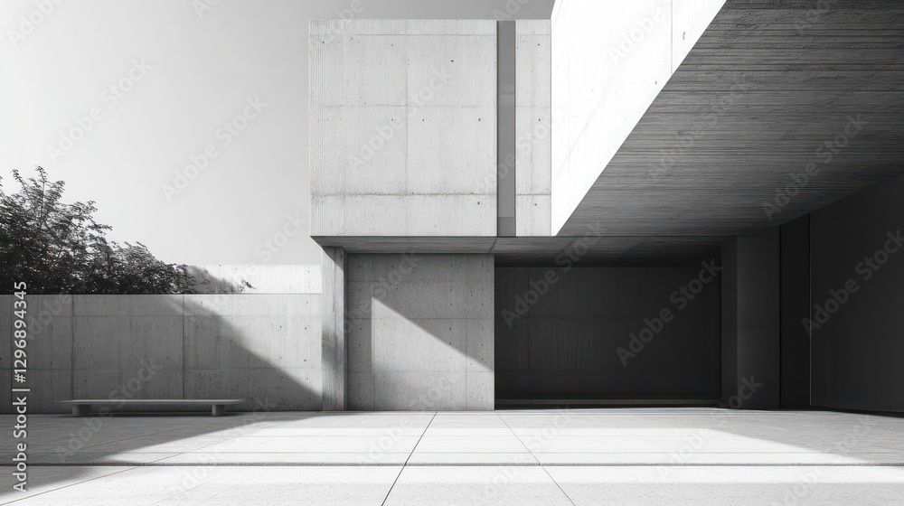 A Modern Exterior Architectural Composition In Monochromatic Tones A Modern Exterior Architectural Composition In Monochromatic Tones